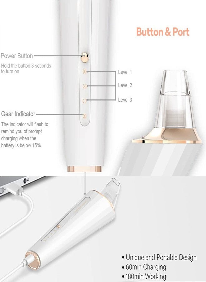 DIYthinker Blackhead Remover Pore Vacuum, Upgraded USB Rechargeable Facial Pore Cleaner Blackhead Removal Kit with 3 Suction Power,5 Probes Black Head Extractions Tool for Women & Men - Image 4